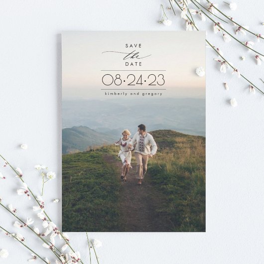 Modern minimalistisch sparen de Datum Verticale Fo Save The Date
