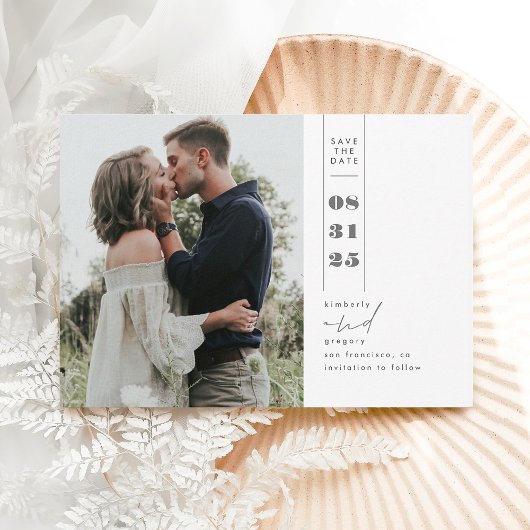 Modern minimalistisch sparen de Datum Verticale Fo Save The Date