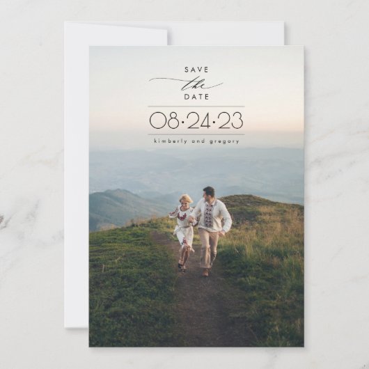 Modern minimalistisch sparen de Datum Verticale Fo Save The Date (Voorkant)