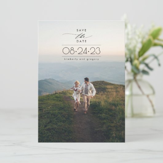 Modern minimalistisch sparen de Datum Verticale Fo Save The Date (Staand voorkant)