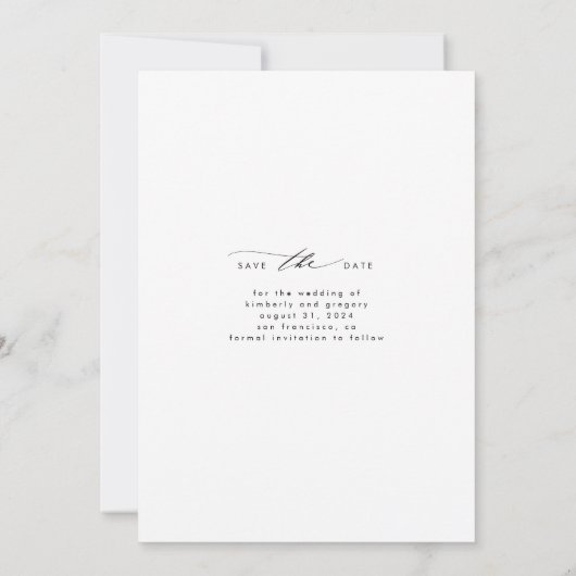 Modern minimalistisch sparen de Datum Verticale Fo Save The Date (Achterkant)