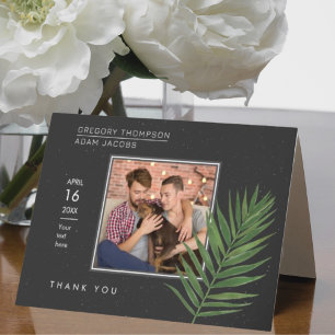 Modern minimalistisch sterrenhemel en strand bruil bedankkaart