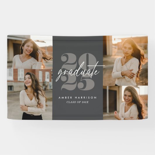 Modern minimalistisch stijgend Afstudeerder | Hout Spandoek (Horizontaal)