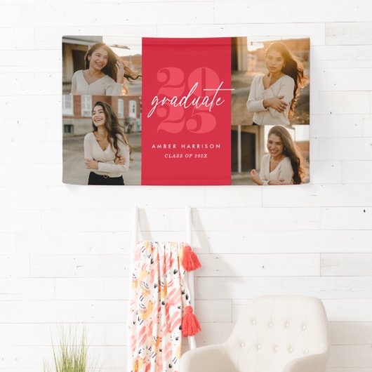 Modern minimalistisch stijgend Afstudeerder | Rood Spandoek (Insitu)