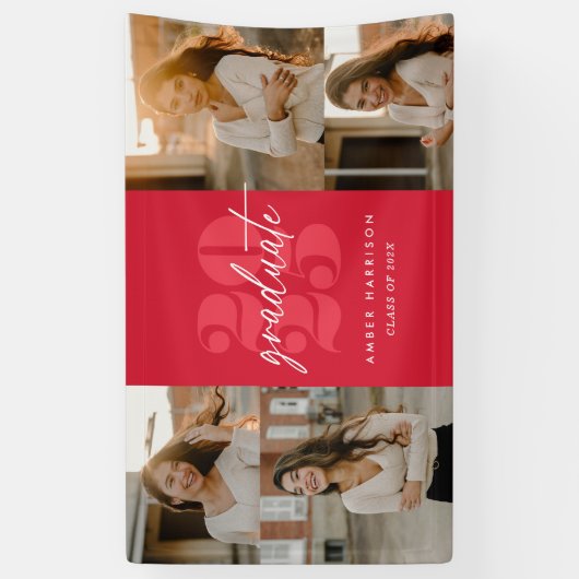 Modern minimalistisch stijgend Afstudeerder | Rood Spandoek (Verticaal)