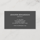 Modern minimalistisch stijlvol, donkergrijs profes visitekaartje (Achterkant)