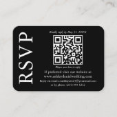 Modern minimalistisch stijlvol QR Wedding Black RS Informatiekaartje (Voorkant)