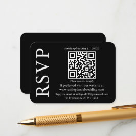 Modern minimalistisch stijlvol QR Wedding Black RS Informatiekaartje