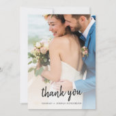 Modern minimalistisch | Stijlvol script foto-bruil Bedankkaart (Voorkant)