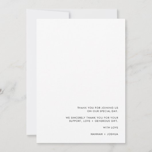 Modern minimalistisch | Stijlvol script foto-bruil Bedankkaart (Achterkant)