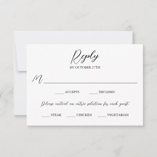 Modern minimalistisch stijlvol script kiezen RSVP kaartje (Voorkant)