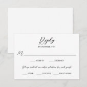 Modern minimalistisch stijlvol script kiezen RSVP kaartje (Voorkant / Achterkant)