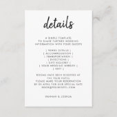 Modern minimalistisch | Stijlvol script Simple Wed Informatiekaartje (Voorkant)