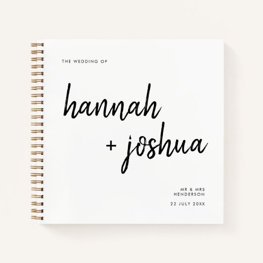 Modern minimalistisch | Stijlvol script Simple Wed Notitieboek (Voorkant)