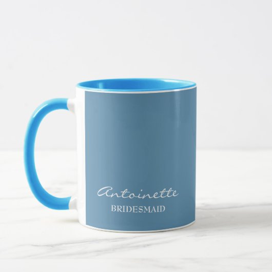 Modern Minimalistisch Stoffig Blauw Bruidsmeisje S Mok (Links)