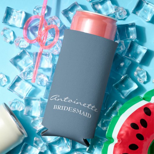 Modern Minimalistisch Stoffig Blauw Bruidsmeisje S Seltzer Blikjeskoeler (Insitu Zomer)