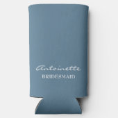 Modern Minimalistisch Stoffig Blauw Bruidsmeisje S Seltzer Blikjeskoeler (Achterkant)