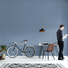 Modern minimalistisch stoffig blauw geruit interie behang