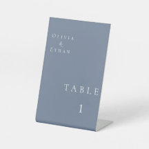 Modern minimalistisch stoffig blauw tafelnummer