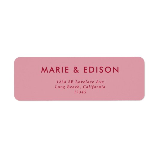 Modern minimalistisch strak trouwadres etiket (Voorkant)