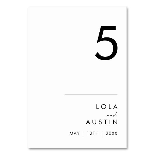 Modern minimalistisch tabelnummer kaart (Achterkant)