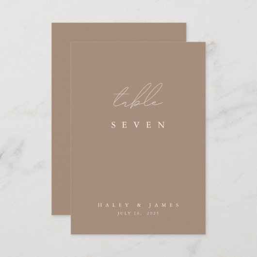 Modern minimalistisch Taupe-getal voor wit en most (Voorkant / Achterkant)