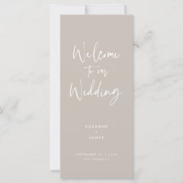 Modern minimalistisch taupe Script Wedding Program