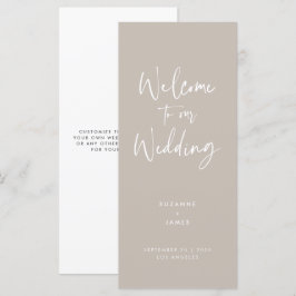 Modern minimalistisch taupe Script Wedding Program