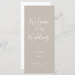 Modern minimalistisch taupe Script Wedding Program