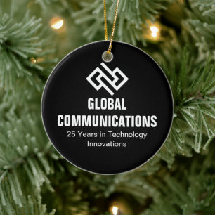 Modern Minimalistisch Tech Bedrijf Zwart Kerstmis Keramisch Ornament