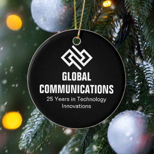 Modern Minimalistisch Tech Bedrijf Zwart Kerstmis Keramisch Ornament