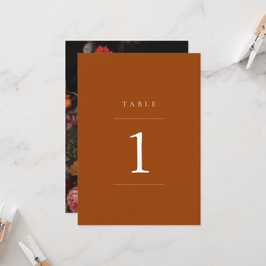 modern minimalistisch terra cotta - tabelnummer kaart (Voorkant / Achterkant in situ)