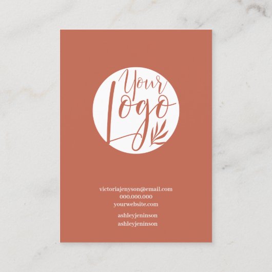 Modern minimalistisch terracotta font earing visitekaartje (Achterkant)