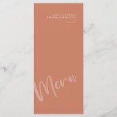 Modern Minimalistisch Terracotta Trouwmenu Menu (Achterkant)