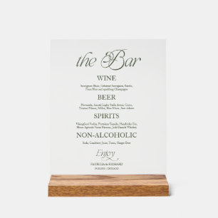 Modern Minimalistisch 'The Bar' Huwelijksmenukaart Acryl Bord