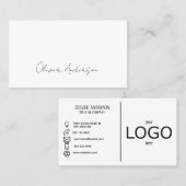 Modern minimalistisch traditioneel wit contact log visitekaartje (Voorkant / Achterkant)