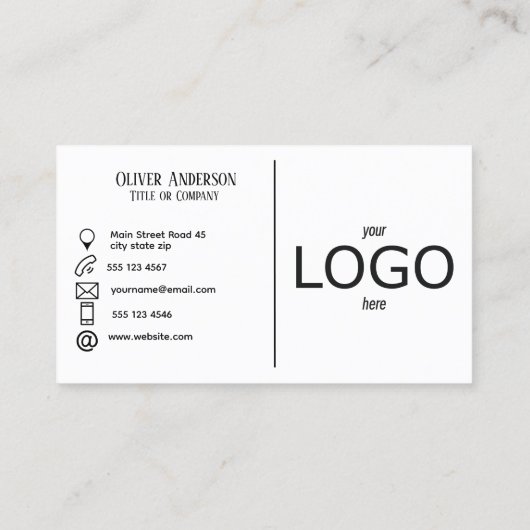 Modern minimalistisch traditioneel wit contact log visitekaartje (Achterkant)