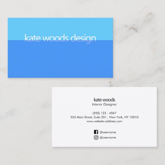 Modern minimalistisch transparant kobalt blauw visitekaartje (Voorkant / Achterkant)