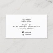 Modern minimalistisch transparant kobalt blauw visitekaartje (Achterkant)