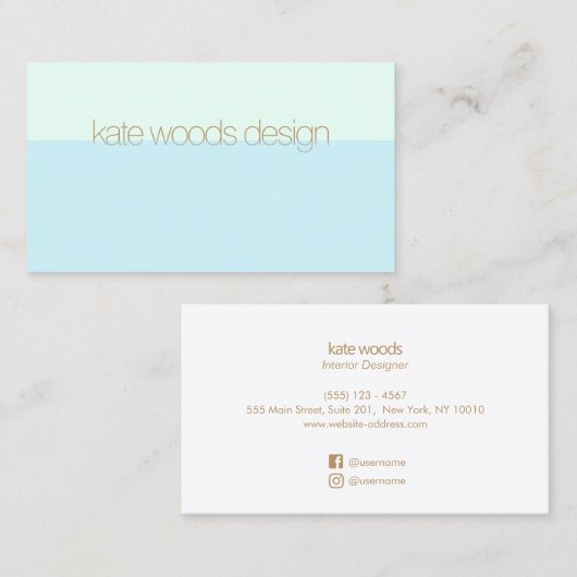 Modern minimalistisch transparant lichtblauw visitekaartje (Voorkant / Achterkant)