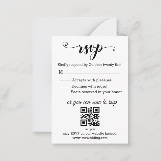 modern minimalistisch trendy chic script rsvp brui notitiekaartje (Voorkant)