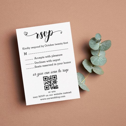 modern minimalistisch trendy chic script rsvp brui notitiekaartje