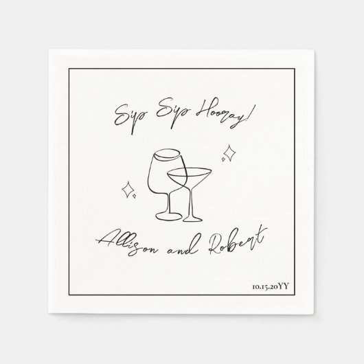 Modern minimalistisch Trendy Cocktail Sip Hooray Servet (Voorkant)