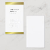 Modern minimalistisch Trendy Elegant Gold White Pl Visitekaartje (Voorkant / Achterkant)