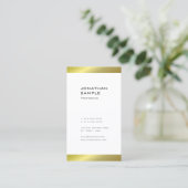 Modern minimalistisch Trendy Elegant Gold White Pl Visitekaartje (Staand voorkant)