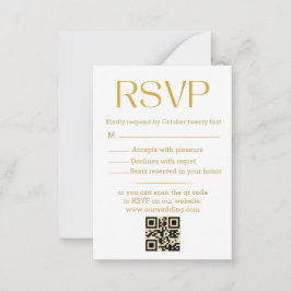 modern minimalistisch trendy gold script rsvp brui notitiekaartje