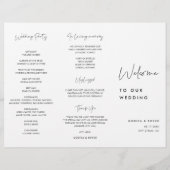 Modern minimalistisch trifold bruiloft programma flyer (Achterkant)