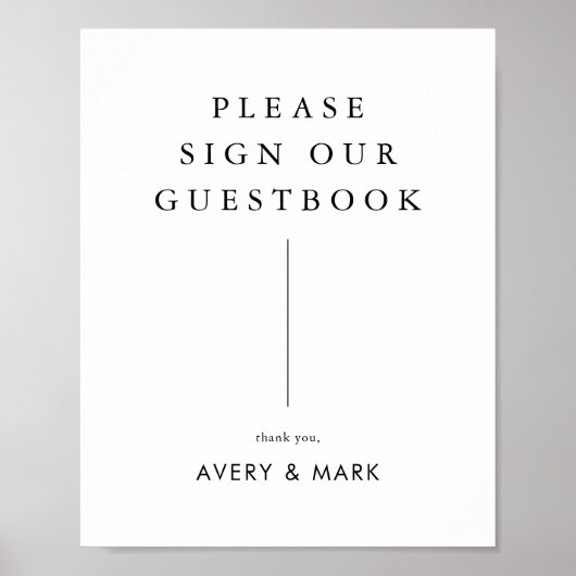 Modern Minimalistisch Trouw Gastboek Bord Poster (Voorkant)