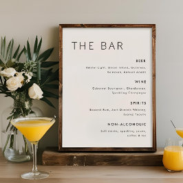 Modern Minimalistisch Trouwbar Menu Bord Poster
