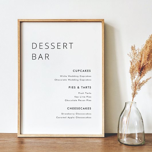 Modern Minimalistisch Trouwbuffet Menu Bord Poster